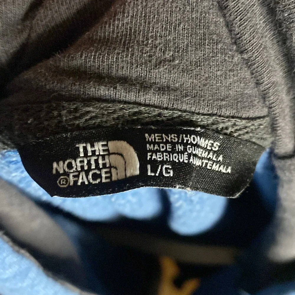 The North Face hoodie sweatshirt size large blue with black bear logo